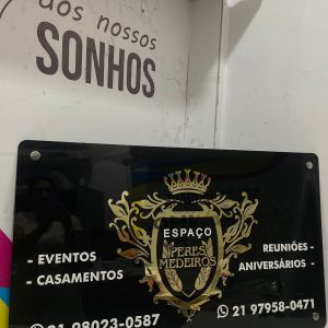 PLACA RETANGULAR COM ACRÍLICO ESPELHADO - 120x60