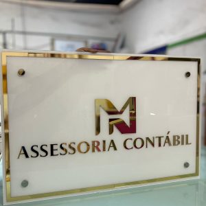 PLACA RETANGULAR COM ACRÍLICO ESPELHADO - 100x50