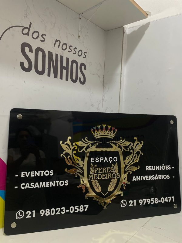 PLACA RETANGULAR COM ACRÍLICO ESPELHADO - 120x60 - Imagem 1