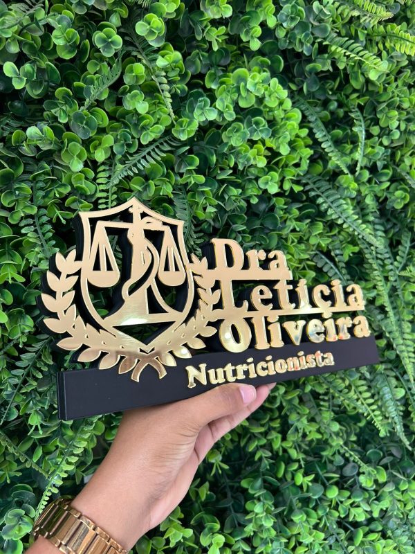PLACA DE MESA PERSONALIZADA - NUTRICIONISTA - 30x15 - Imagem 1